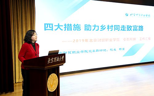 作為引智幫扶工作典型院校，北京財貿職業學院黨委副書記、院長楊宜作主題交流發言