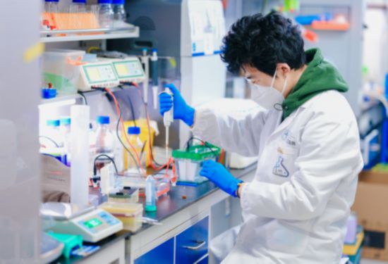首都醫科大學學生在科研樓進行實驗
